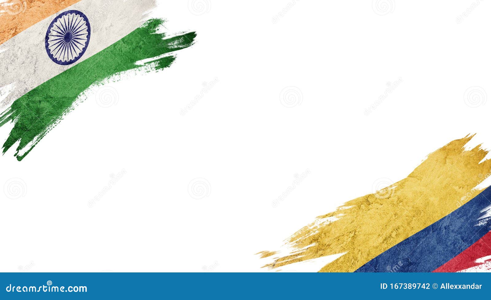 flags of india andÃÂ colombia on white background